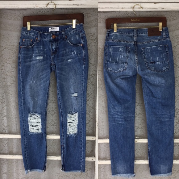 One Teaspoon Denim - One Teaspoon Freebirds Distressed Crop Jeans (KK1)